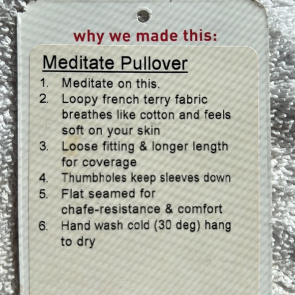 Lululemon Meditate L/S Pullover Sweatshirt High/Low Black French Terry Sz 10 - Picture 6 of 8